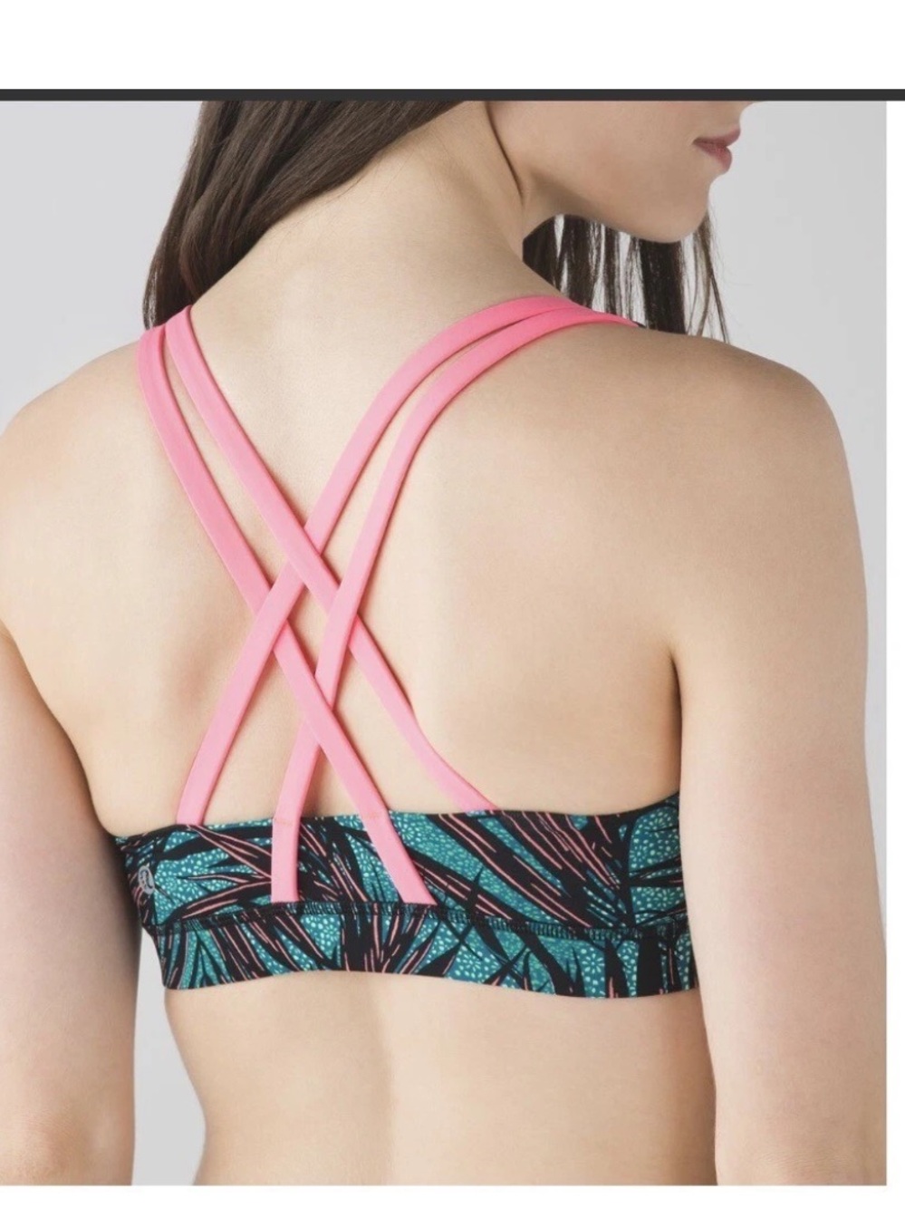 Lululemon Energy bra Size 6 Palm Lace tofino Teal